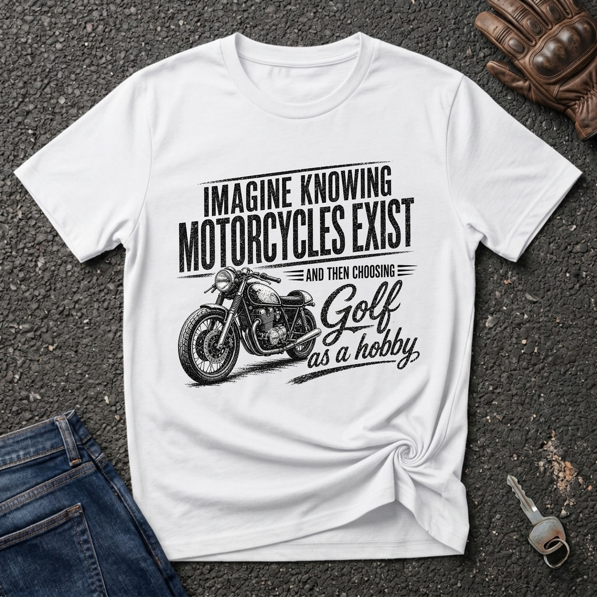 Motorcycle Golf Black T-shirt